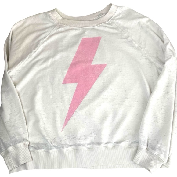 Recycled Karma AC/DC Pink Bolt Rock Out Sweatshirt - Picture 12 of 13